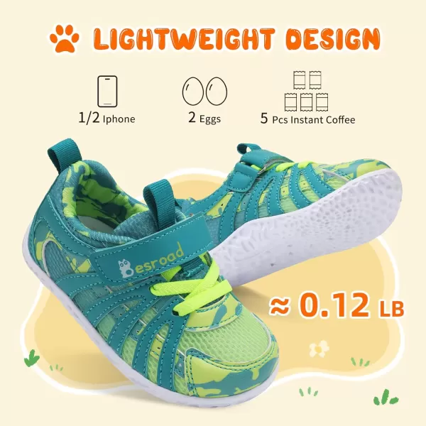 Besroad Toddler Shoes Boys Girls Barefoot Sneakers Kids Breathable Walking Shoes Lightweight Strap Anti-Slip Sole Tennis Shoes