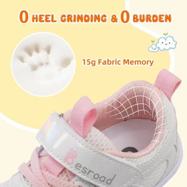 Besroad Toddler Shoes Boys Girls Barefoot Sneakers Kids Breathable Walking Shoes Lightweight Strap Anti-Slip Sole Tennis Shoes
