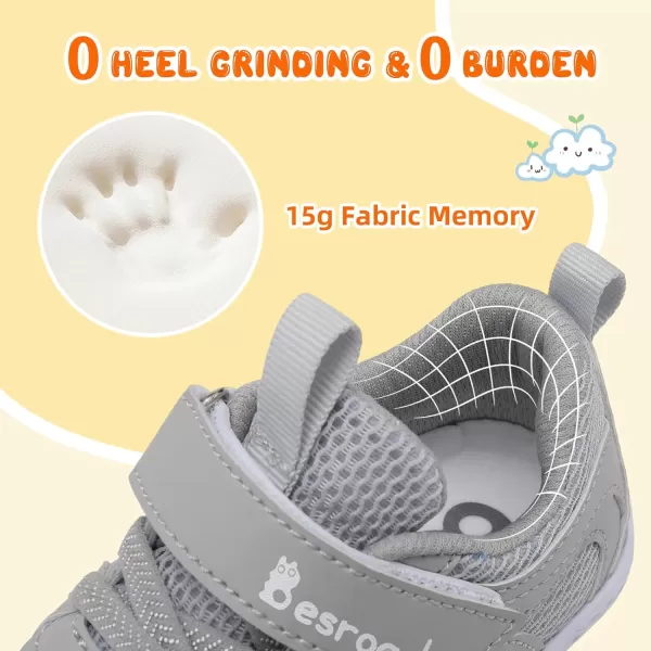Besroad Toddler Shoes Boys Girls Barefoot Sneakers Kids Breathable Walking Shoes Lightweight Strap Anti-Slip Sole Tennis Shoes