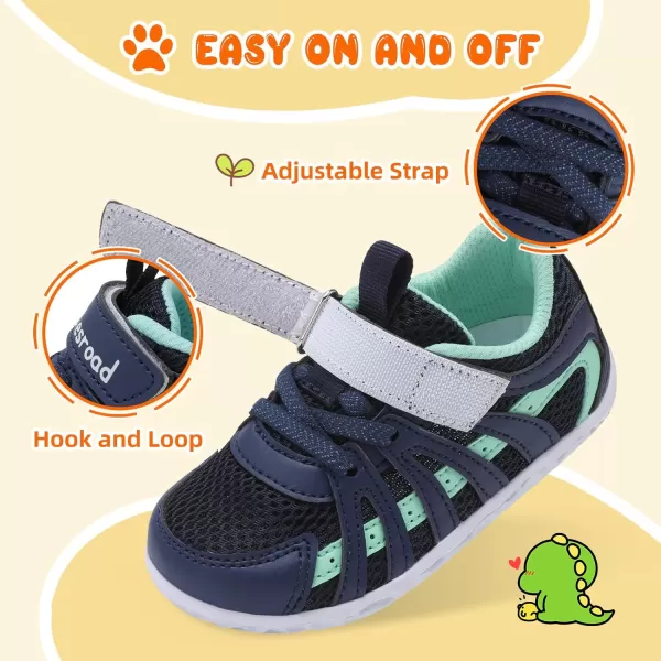 Besroad Toddler Shoes Boys Girls Barefoot Sneakers Kids Breathable Walking Shoes Lightweight Strap Anti-Slip Sole Tennis Shoes