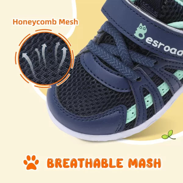 Besroad Toddler Shoes Boys Girls Barefoot Sneakers Kids Breathable Walking Shoes Lightweight Strap Anti-Slip Sole Tennis Shoes