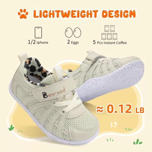 Besroad Toddler Shoes Boys Girls Barefoot Sneakers Kids Breathable Walking Shoes Lightweight Strap Anti-Slip Sole Tennis Shoes