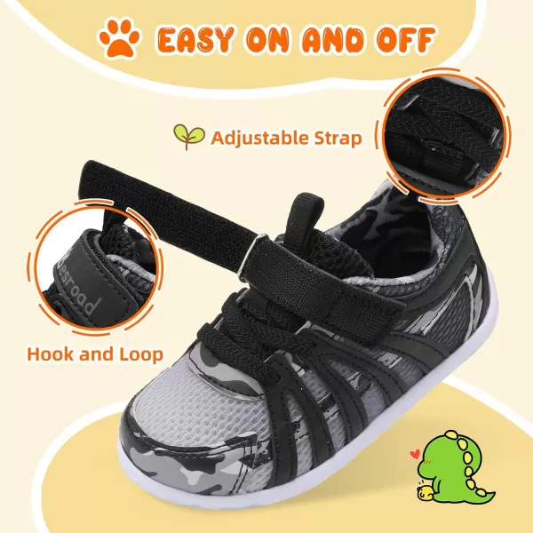 Besroad Toddler Shoes Boys Girls Barefoot Sneakers Kids Breathable Walking Shoes Lightweight Strap Anti-Slip Sole Tennis Shoes