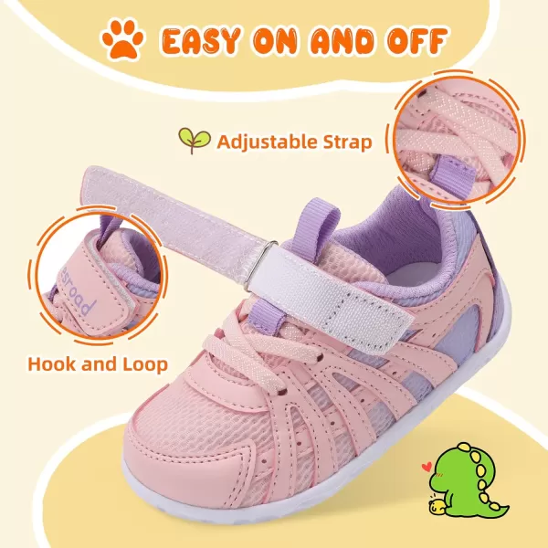 Besroad Toddler Shoes Boys Girls Barefoot Sneakers Kids Breathable Walking Shoes Lightweight Strap Anti-Slip Sole Tennis Shoes