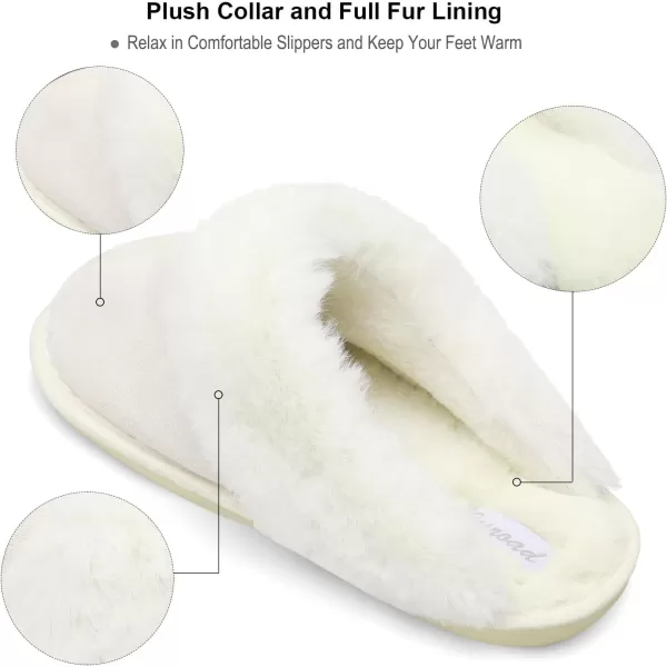 Besroad Winter Fuzzy House Slippers Sandals Plush Faux Fur Fluffy Flats Slippers Warm Slide Shoes for Women