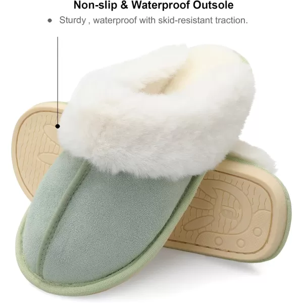 Besroad Winter Fuzzy House Slippers Sandals Plush Faux Fur Fluffy Flats Slippers Warm Slide Shoes for Women