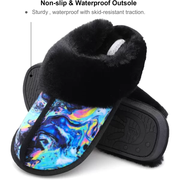 Besroad Winter Fuzzy House Slippers Sandals Plush Faux Fur Fluffy Flats Slippers Warm Slide Shoes for Women