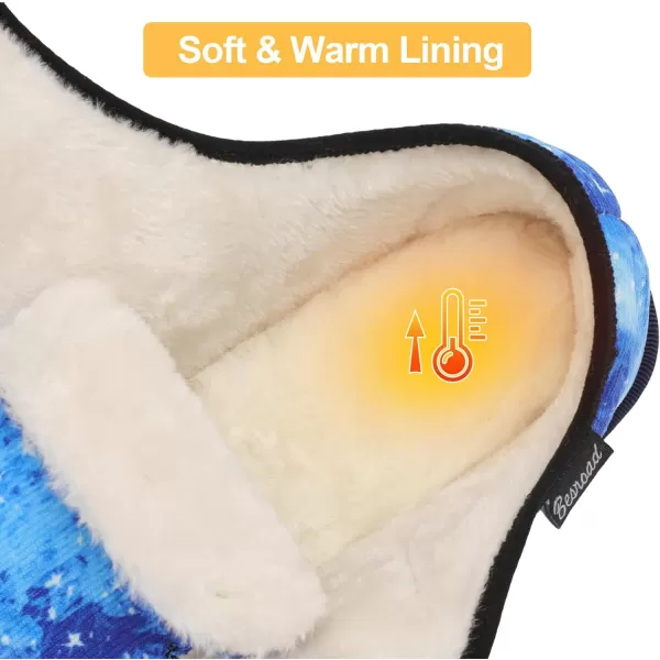 Besroad Womens Furry Memory Foam House Slippers Adjustable Plush Comfy Bedroom Shoes Winter Closed Back Slippers Indoor Outdoor