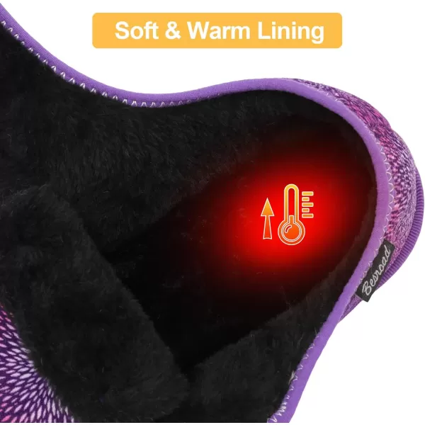 Besroad Womens Furry Memory Foam House Slippers Adjustable Plush Comfy Bedroom Shoes Winter Closed Back Slippers Indoor Outdoor