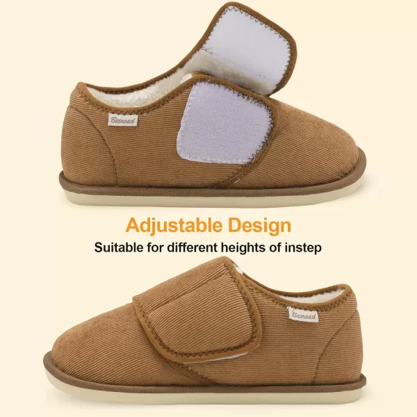 Besroad Womens Furry Memory Foam House Slippers Adjustable Plush Comfy Bedroom Shoes Winter Closed Back Slippers Indoor Outdoor