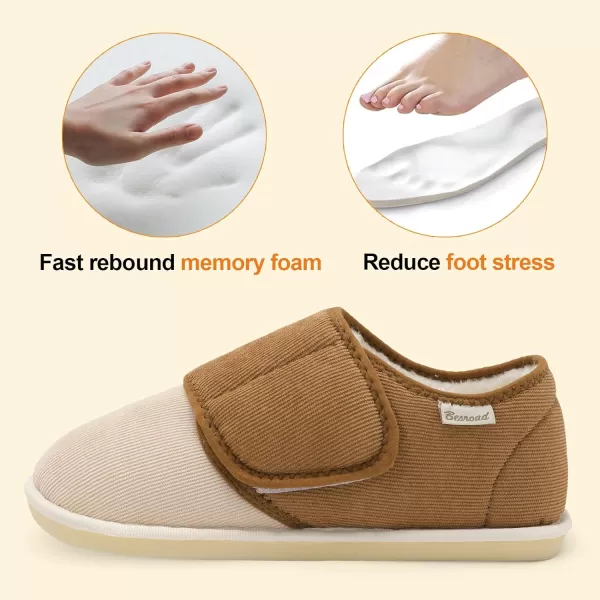 Besroad Womens Furry Memory Foam House Slippers Adjustable Plush Comfy Bedroom Shoes Winter Closed Back Slippers Indoor Outdoor