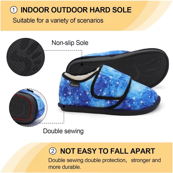 Besroad Womens Furry Memory Foam House Slippers Adjustable Plush Comfy Bedroom Shoes Winter Closed Back Slippers Indoor Outdoor