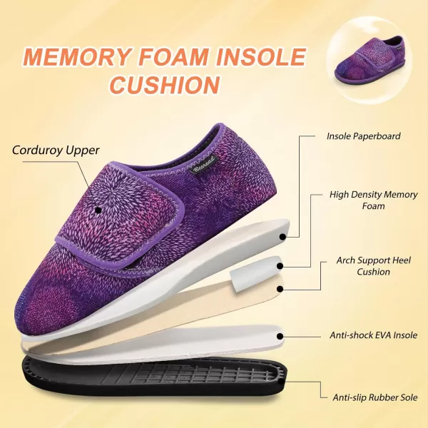 Besroad Womens Furry Memory Foam House Slippers Adjustable Plush Comfy Bedroom Shoes Winter Closed Back Slippers Indoor Outdoor