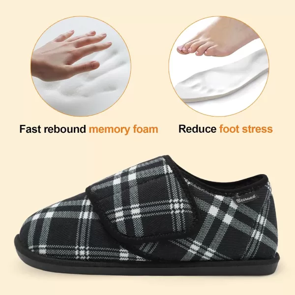 Besroad Womens Furry Memory Foam House Slippers Adjustable Plush Comfy Bedroom Shoes Winter Closed Back Slippers Indoor Outdoor