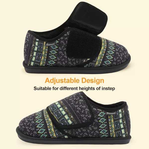 Besroad Womens Furry Memory Foam House Slippers Adjustable Plush Comfy Bedroom Shoes Winter Closed Back Slippers Indoor Outdoor