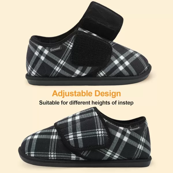 Besroad Womens Furry Memory Foam House Slippers Adjustable Plush Comfy Bedroom Shoes Winter Closed Back Slippers Indoor Outdoor