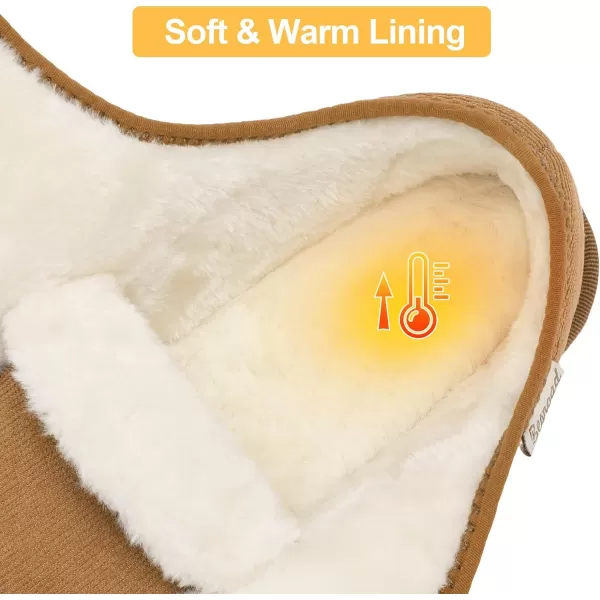 Besroad Womens Furry Memory Foam House Slippers Adjustable Plush Comfy Bedroom Shoes Winter Closed Back Slippers Indoor Outdoor
