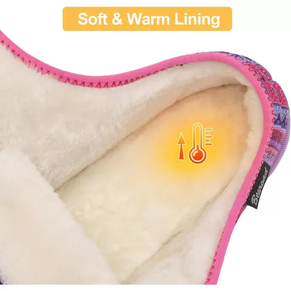 Besroad Womens Furry Memory Foam House Slippers Adjustable Plush Comfy Bedroom Shoes Winter Closed Back Slippers Indoor Outdoor