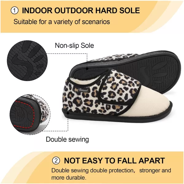 Besroad Womens Furry Memory Foam House Slippers Adjustable Plush Comfy Bedroom Shoes Winter Closed Back Slippers Indoor Outdoor