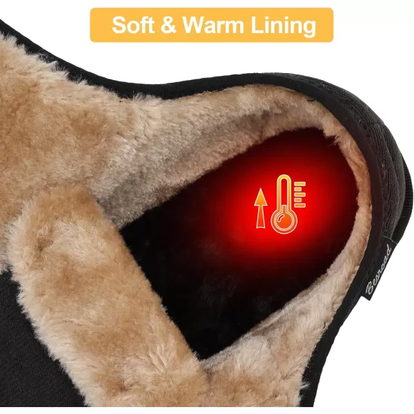 Besroad Womens Furry Memory Foam House Slippers Adjustable Plush Comfy Bedroom Shoes Winter Closed Back Slippers Indoor Outdoor