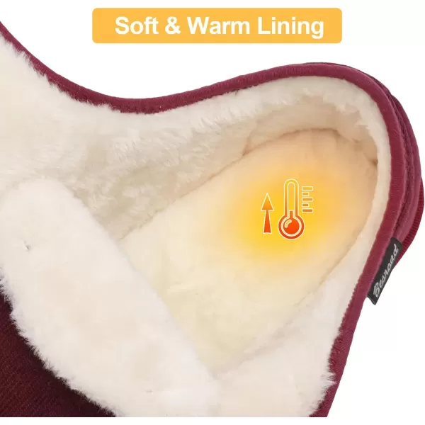 Besroad Womens Furry Memory Foam House Slippers Adjustable Plush Comfy Bedroom Shoes Winter Closed Back Slippers Indoor Outdoor