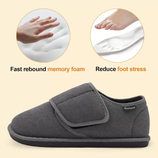 Besroad Womens Furry Memory Foam House Slippers Adjustable Plush Comfy Bedroom Shoes Winter Closed Back Slippers Indoor Outdoor