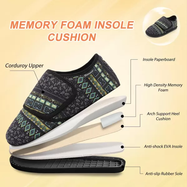 Besroad Womens Furry Memory Foam House Slippers Adjustable Plush Comfy Bedroom Shoes Winter Closed Back Slippers Indoor Outdoor
