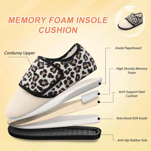 Besroad Womens Furry Memory Foam House Slippers Adjustable Plush Comfy Bedroom Shoes Winter Closed Back Slippers Indoor Outdoor