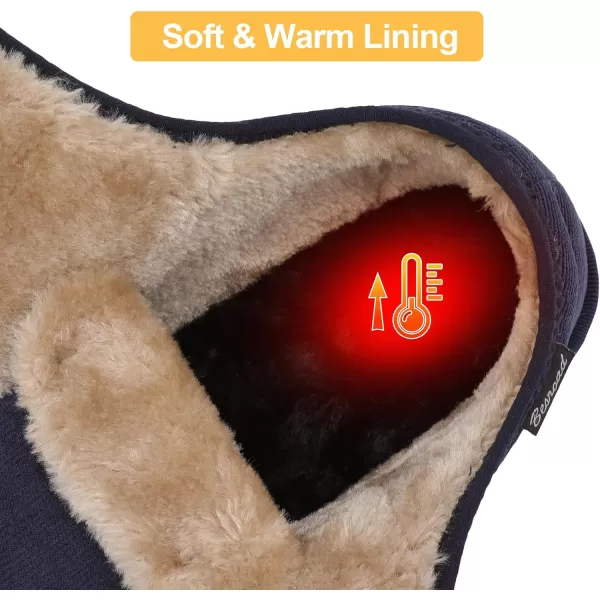 Besroad Womens Furry Memory Foam House Slippers Adjustable Plush Comfy Bedroom Shoes Winter Closed Back Slippers Indoor Outdoor