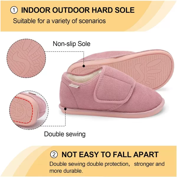 Besroad Womens Furry Memory Foam House Slippers Adjustable Plush Comfy Bedroom Shoes Winter Closed Back Slippers Indoor Outdoor