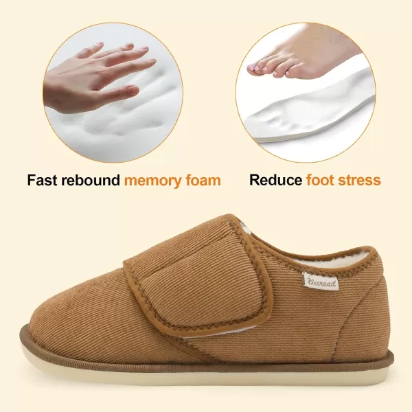 Besroad Womens Furry Memory Foam House Slippers Adjustable Plush Comfy Bedroom Shoes Winter Closed Back Slippers Indoor Outdoor