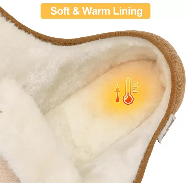 Besroad Womens Furry Memory Foam House Slippers Adjustable Plush Comfy Bedroom Shoes Winter Closed Back Slippers Indoor Outdoor
