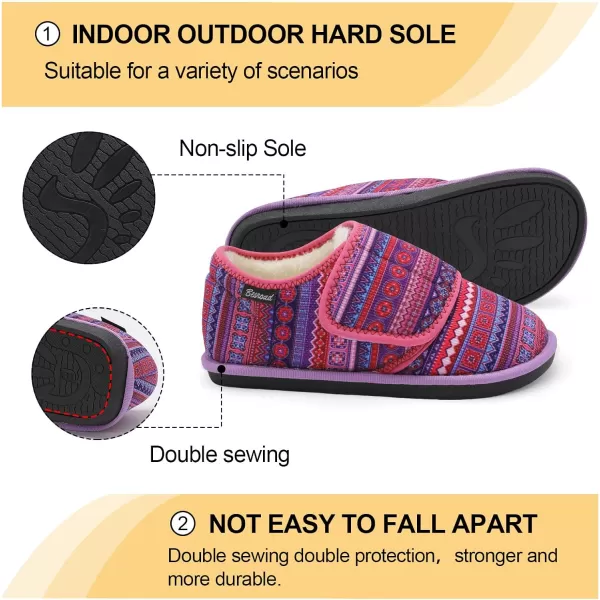 Besroad Womens Furry Memory Foam House Slippers Adjustable Plush Comfy Bedroom Shoes Winter Closed Back Slippers Indoor Outdoor