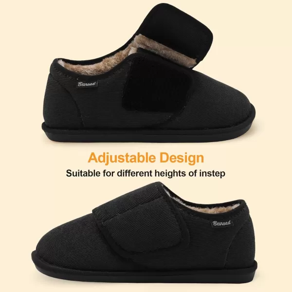 Besroad Womens Furry Memory Foam House Slippers Adjustable Plush Comfy Bedroom Shoes Winter Closed Back Slippers Indoor Outdoor