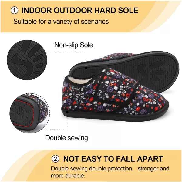 Besroad Womens Furry Memory Foam House Slippers Adjustable Plush Comfy Bedroom Shoes Winter Closed Back Slippers Indoor Outdoor