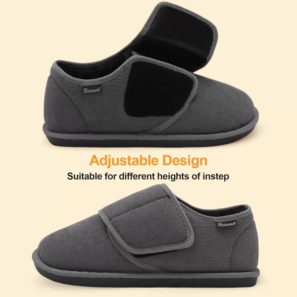 Besroad Womens Furry Memory Foam House Slippers Adjustable Plush Comfy Bedroom Shoes Winter Closed Back Slippers Indoor Outdoor