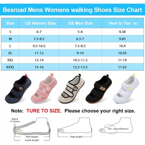 Besroad Womens Mens Slippers Lightweight Walking Shoes Adjustable Wide Diabetic Slippers Non-Slip Sneakers Sandals