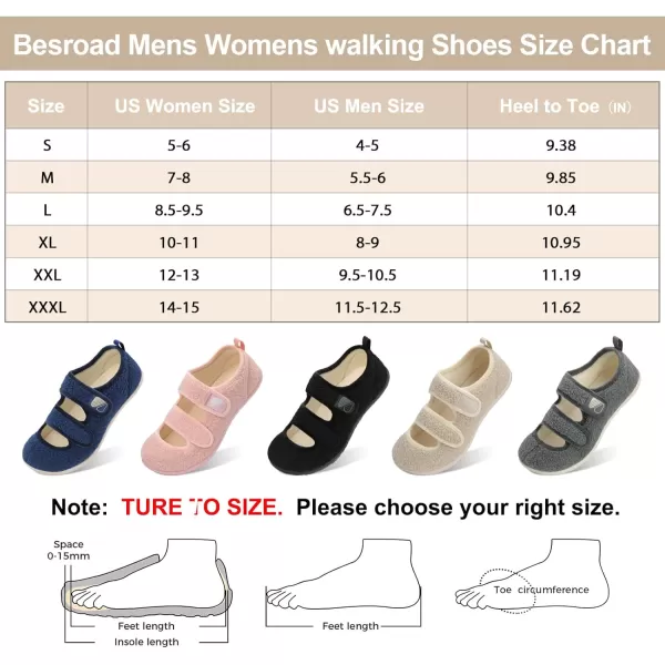 Besroad Womens Mens Slippers Lightweight Walking Shoes Adjustable Wide Diabetic Slippers Non-Slip Sneakers Sandals