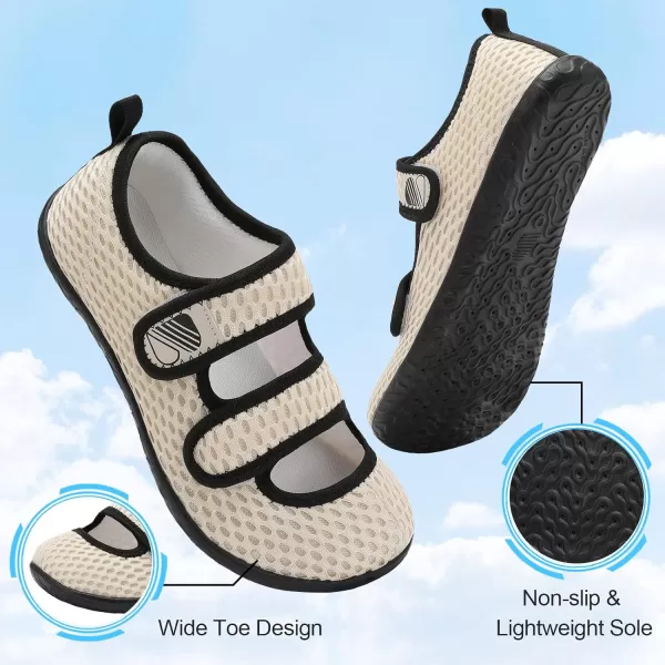 Besroad Womens Mens Slippers Lightweight Walking Shoes Adjustable Wide Diabetic Slippers Non-Slip Sneakers Sandals