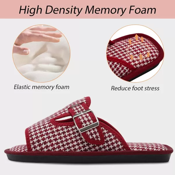 Besroad Womens Open Toe House Slippers Memory Foam Sandals Adjustable Comfy Bedroom Slide Arthritis Edema Shoes for Ladies Indoor Outdoor