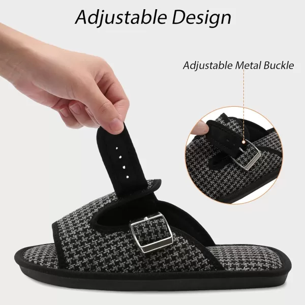 Besroad Womens Open Toe House Slippers Memory Foam Sandals Adjustable Comfy Bedroom Slide Arthritis Edema Shoes for Ladies Indoor Outdoor