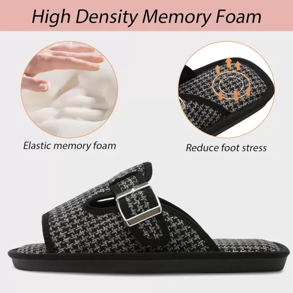 Besroad Womens Open Toe House Slippers Memory Foam Sandals Adjustable Comfy Bedroom Slide Arthritis Edema Shoes for Ladies Indoor Outdoor