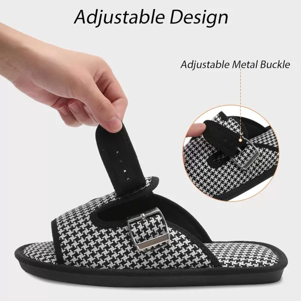 Besroad Womens Open Toe House Slippers Memory Foam Sandals Adjustable Comfy Bedroom Slide Arthritis Edema Shoes for Ladies Indoor Outdoor