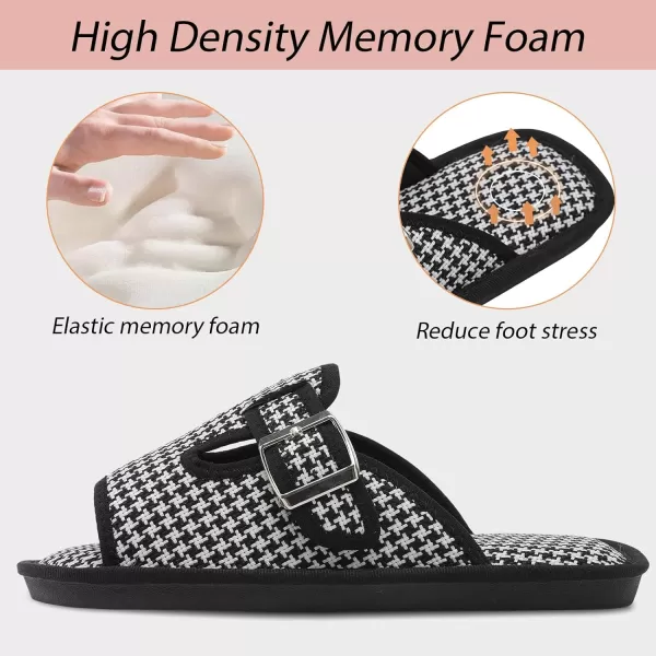 Besroad Womens Open Toe House Slippers Memory Foam Sandals Adjustable Comfy Bedroom Slide Arthritis Edema Shoes for Ladies Indoor Outdoor