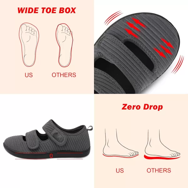 Besroad Womens Walking Shoes Wide Diabetic Shoes Adjustable Barefoot Shoes Casual Sneakers Breathable Zero Drop Shoes Arthritis Edema Indoor Outdoor