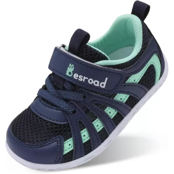 Besroad Toddler Shoes Boys Girls Barefoot Sneakers Kids Breathable Walking Shoes Lightweight Strap Anti-Slip Sole Tennis Shoes