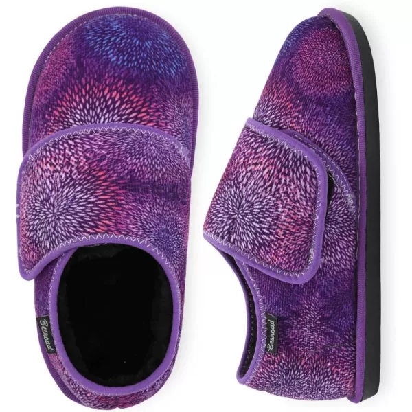 Besroad Womens Furry Memory Foam House Slippers Adjustable Plush Comfy Bedroom Shoes Winter Closed Back Slippers Indoor Outdoor
