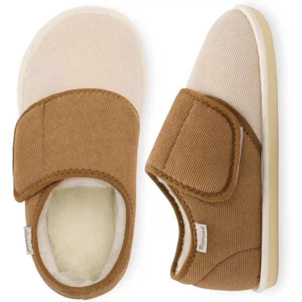 Besroad Womens Furry Memory Foam House Slippers Adjustable Plush Comfy Bedroom Shoes Winter Closed Back Slippers Indoor Outdoor