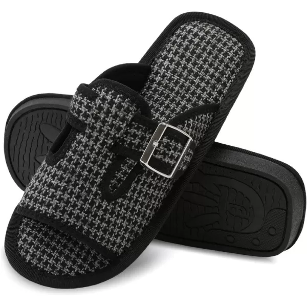 Besroad Womens Open Toe House Slippers Memory Foam Sandals Adjustable Comfy Bedroom Slide Arthritis Edema Shoes for Ladies Indoor Outdoor