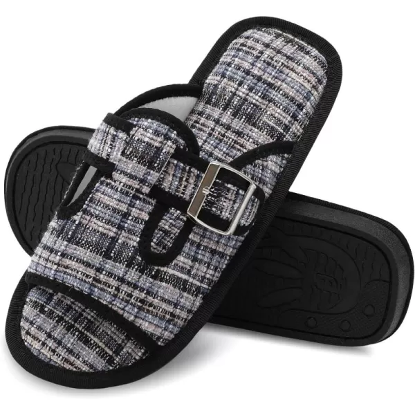 Besroad Womens Open Toe House Slippers Memory Foam Sandals Adjustable Comfy Bedroom Slide Arthritis Edema Shoes for Ladies Indoor Outdoor